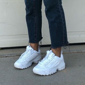FILA disruptor II Premium All White Shoes women's Sneaker
